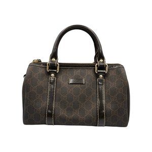 Gucci Mini Boston Handbag in GG Supreme Canvas, Brown, Women's